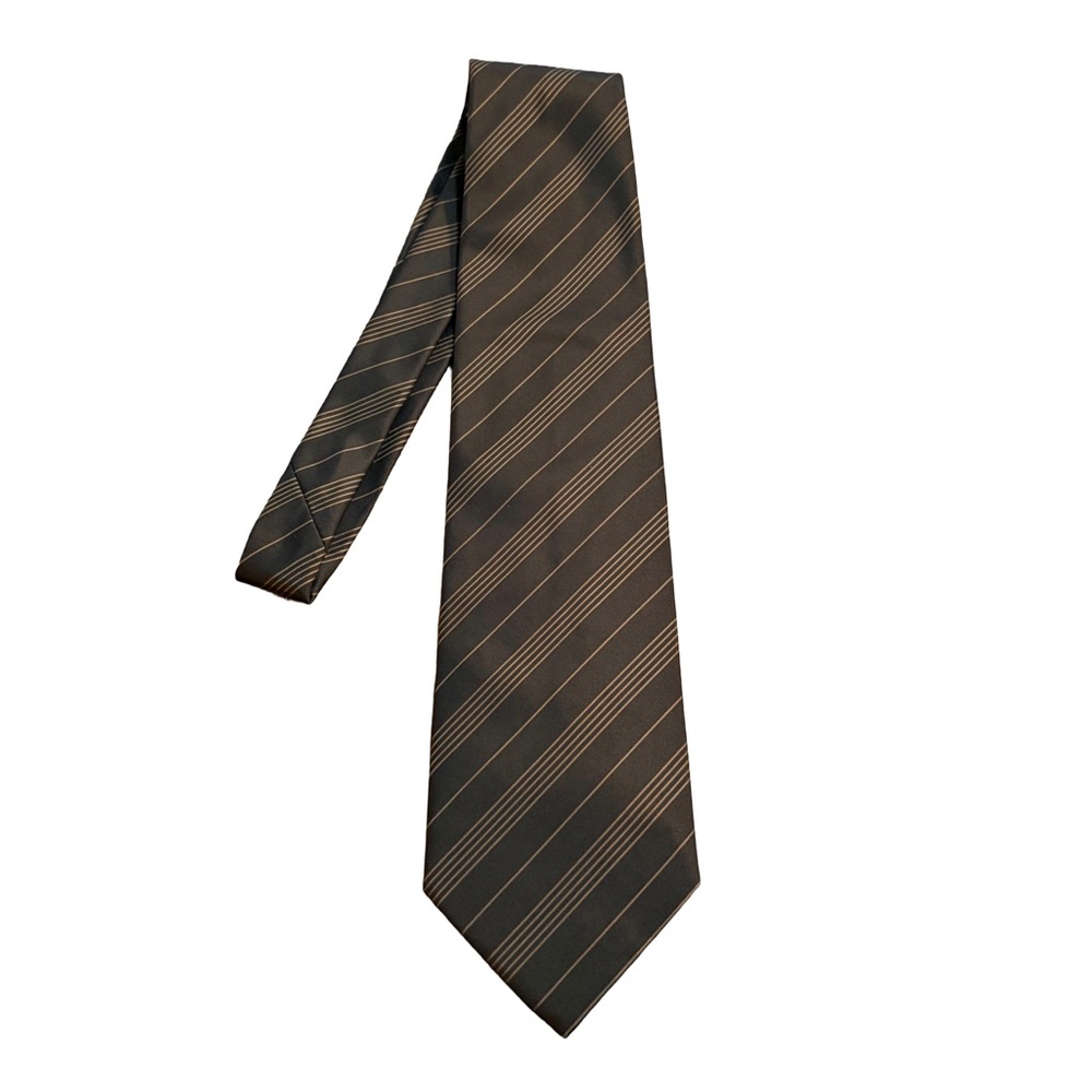Stafford Black and Gold Striped Tie 100% Silk